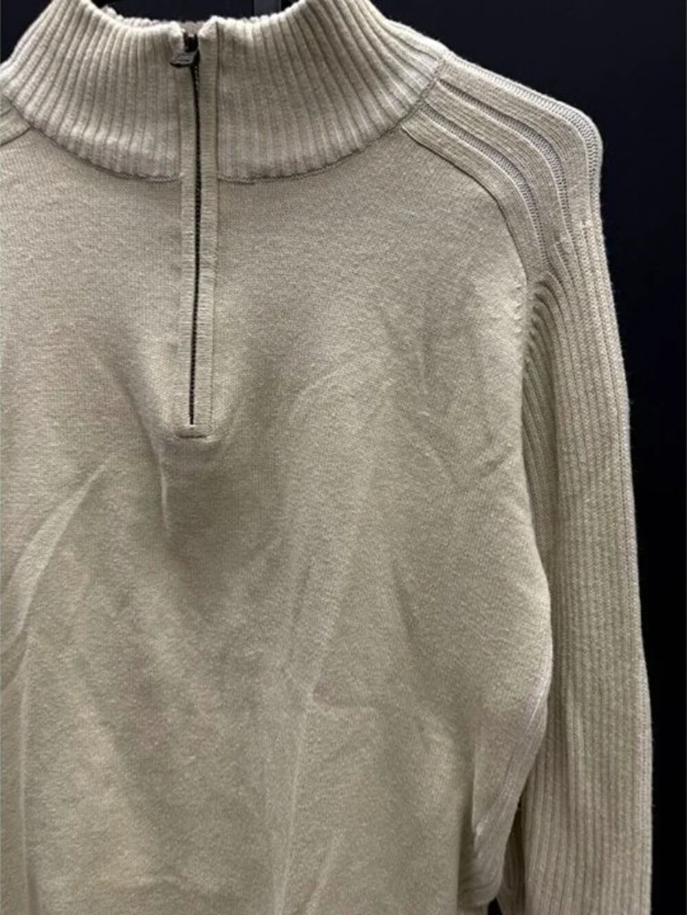 Carbon Beige Quarterzip Mock Neck Sweater